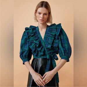 HUNTER BELL JOHANNA TOP - GREEN TARTAN PLAID
NWT Size Small